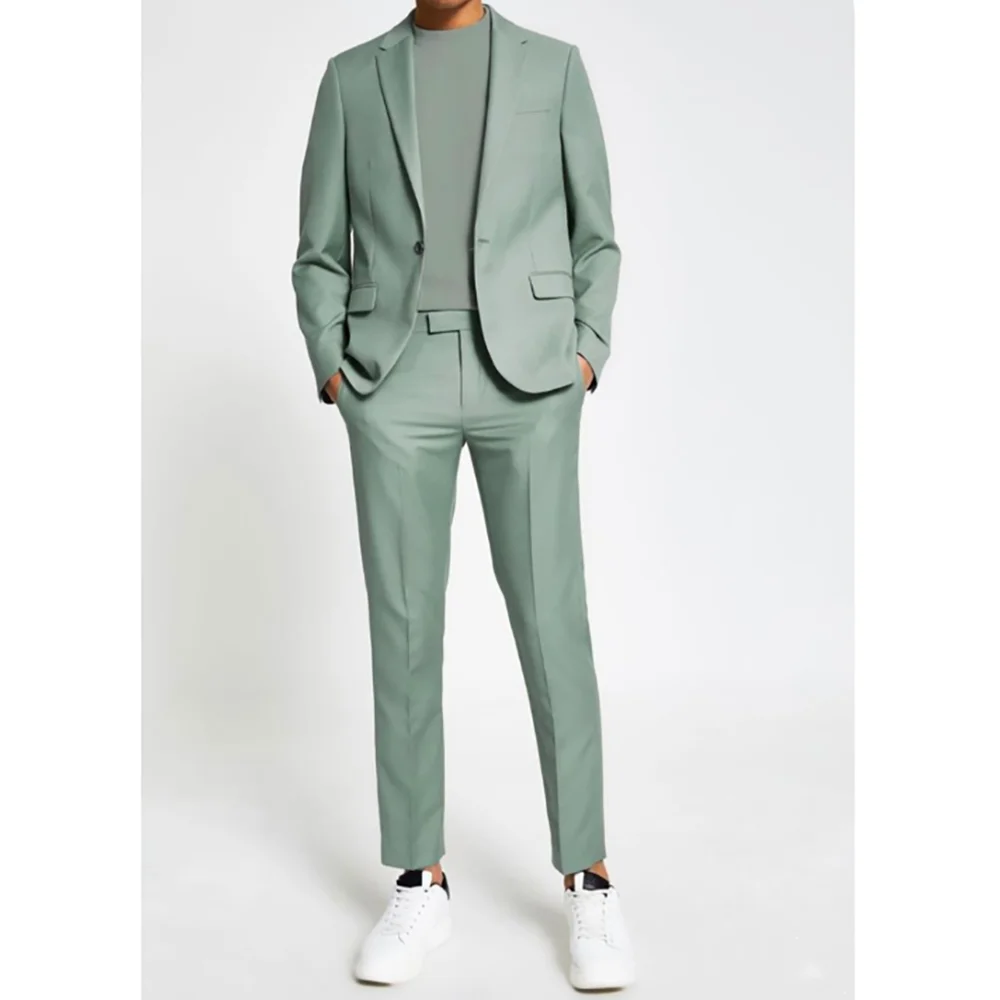 

Single Breasted Fashion Men 2 Piecs Suit High Quality Chic Business Formal Occasion Male Suit Blazer Pants