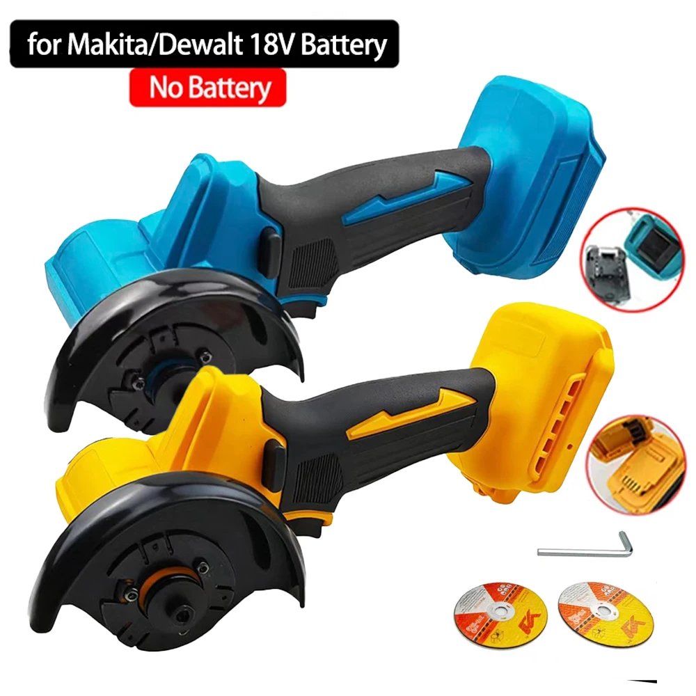 Mini Angle Grinder 3 Inch Cordless Polishing Machine Cutting Grinder + 2 Cutting Disc Power Tool Fit Makita/Dewalt 18V Battery