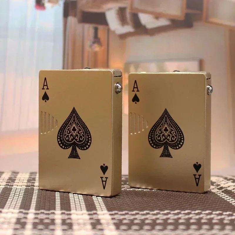 Unusual Torch Turbo Butane Gas Lighters Novelty Metal Playing Cards Jet Flame Poker Lighter Creative Windproof Outdoor Lighter