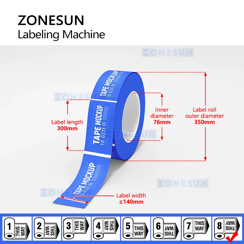 ZONESUN Wrap Around Labeler Cylindrical Containers Bottle Sticker Chain Belt Tabletop Round Bottle Labeling Machine ZS-TB150