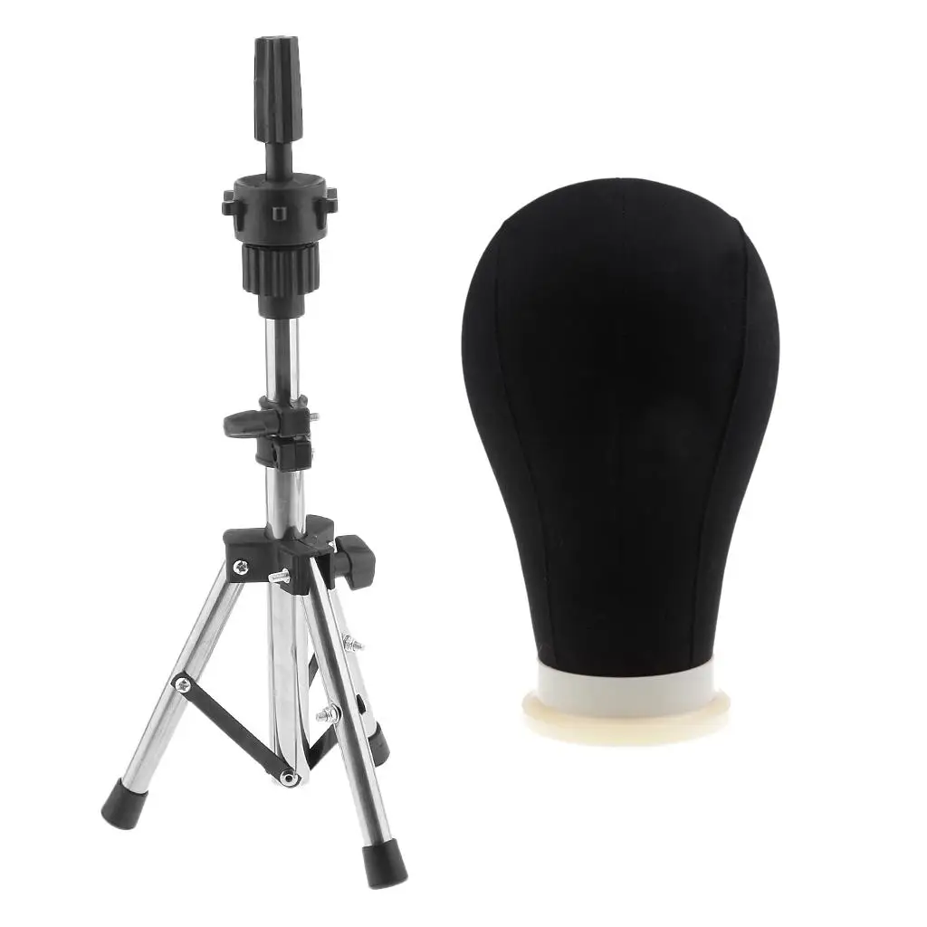 رأس عارضة أزياء من القماش لصنع الشعر المستعار مع مشبك حامل وحامل عرض متين لصالونات التجميل وتصفيف المنزل