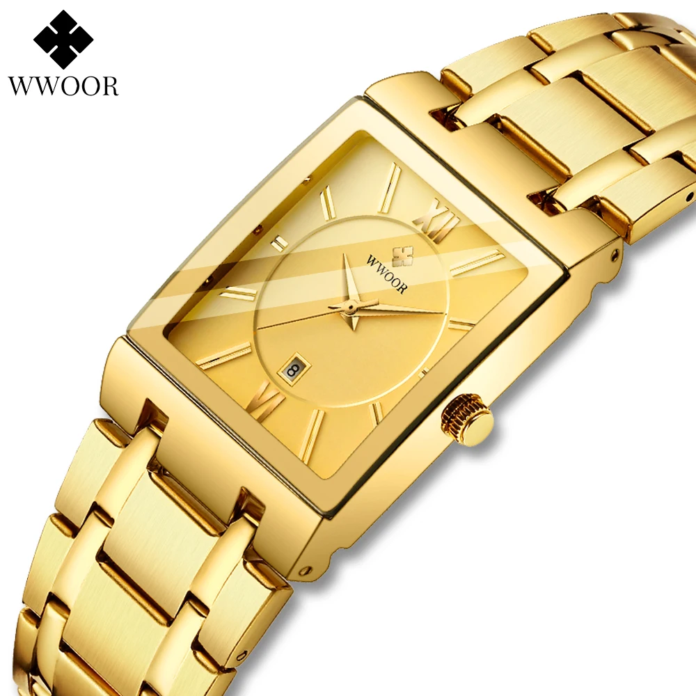 WWOOR 2024 Fashion Mens Watches Top Brand Luxury Wrist Watch Quartz Square Waterproof Geneva Design Mens Clock Relogio Masculino