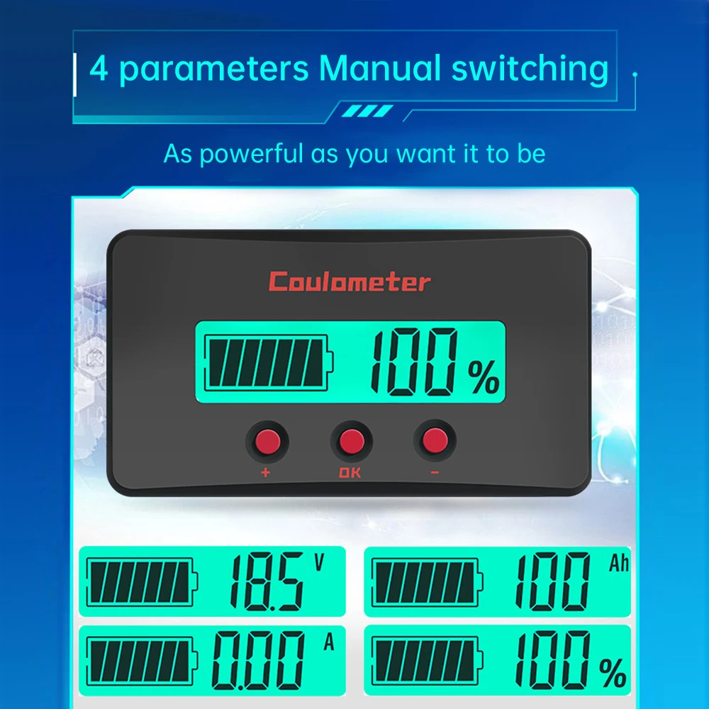 PZEM-035 Вольтметр постоянного тока Тестер батареи 8-120 В 10A Тестер емкости батареи Кулометр 12 В Автомобильный вольтметр Цифровой амперметр постоянного тока