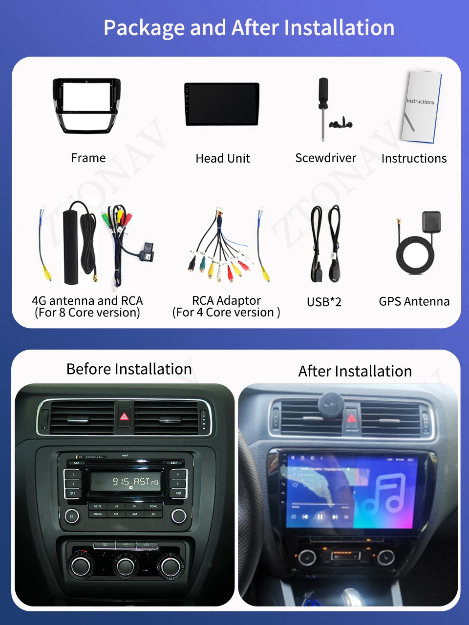 Carplay Car Stereo For Volkswagen Jetta 6 2011 - 2018 Multimedia Android Radio Player Headunit Carplay Auto Support 360 Camera