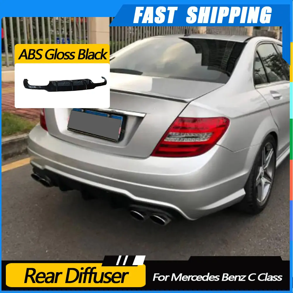 

JMCARCOOL ABS Carbon Look Rear Bumper Lip Diffuser Fit for Mercedes Benz C Class W204 C63 For AMG 2012 2013 2014 Car Accessories