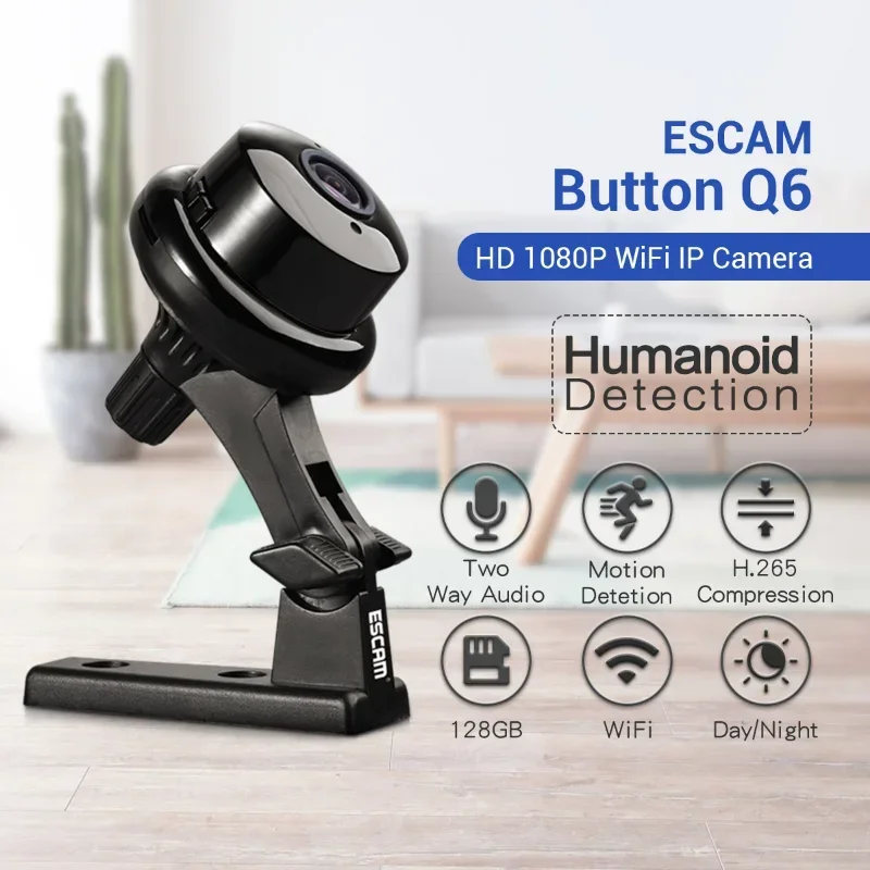 Imagem -06 - Escam q6 Detecção de Movimento Visão Noturna Mini Câmera Wifi P2p Onvif Câmera de Vigilância com Suporte para Armazenamento sd 128g