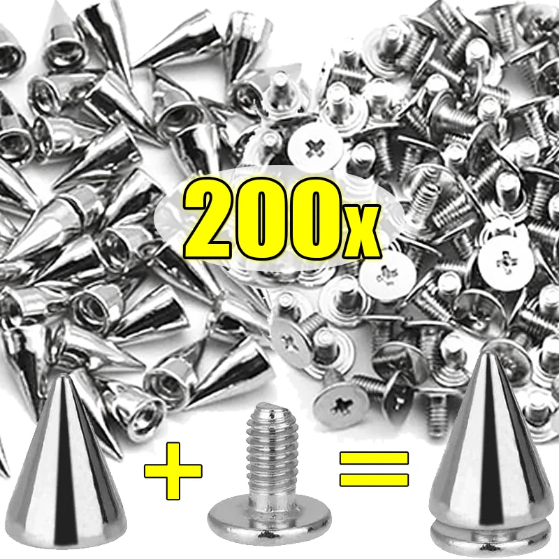 Round Cone Rivets Spikes Metal Alloy Screwback Studs Nail Rivet for DIY Leather Craft Clothes Shoes Belts Bags Decor Accessories