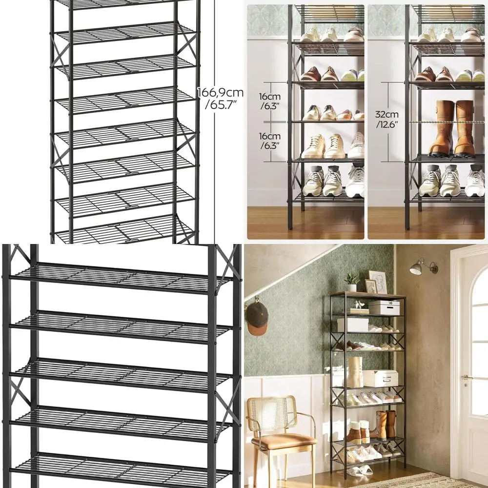 

40-Pair Capacity Shoe Organizer, Rustic Brown, Sturdy Storage for Home and Dorm