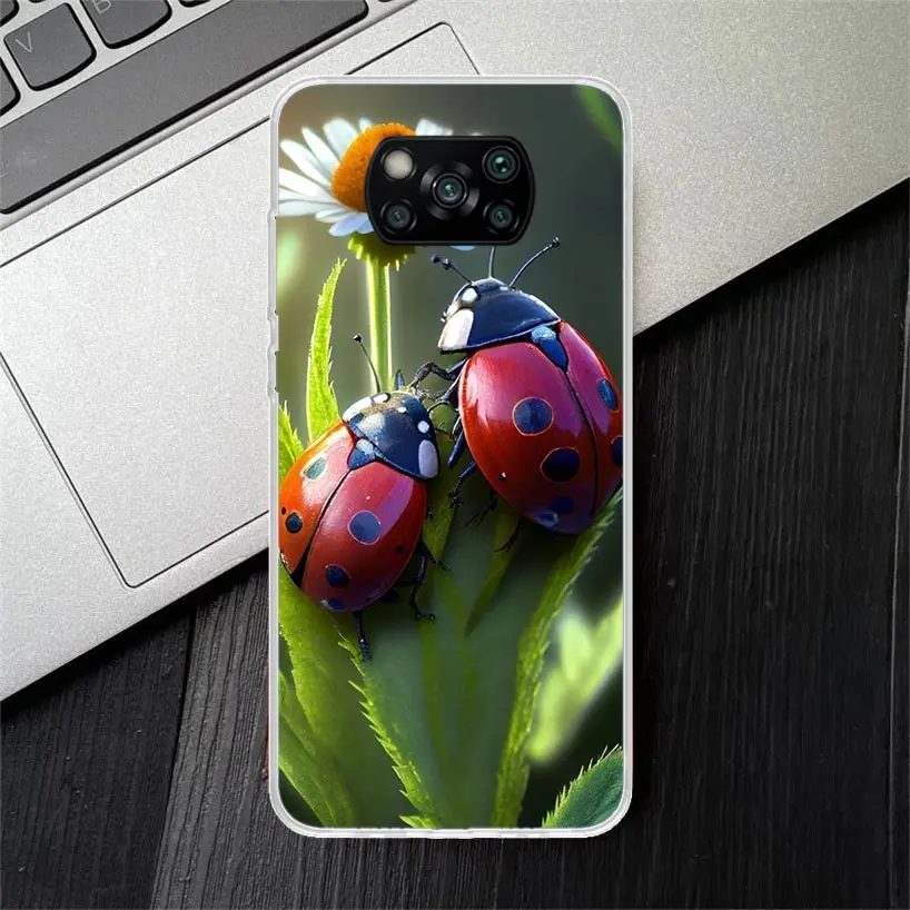 Insect Seven-Star ladybug Soft Silicone Phone Case For Xiaomi Poco X3 NFC X4 GT X5 X6 F6 F5 Pro F4 F3 F2 F1 M5S M4 M3 M2 5G Cove