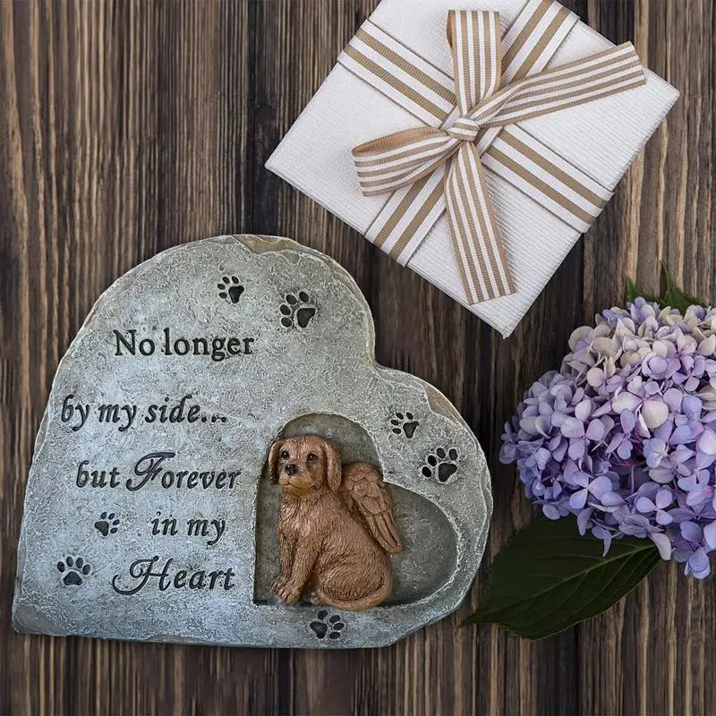 dog/cat memorial stone Resin Pet Heart-shaped Grave Marker Photo Pet Memorial Garden Stone cat/Dog Memorial Gifts tombstone