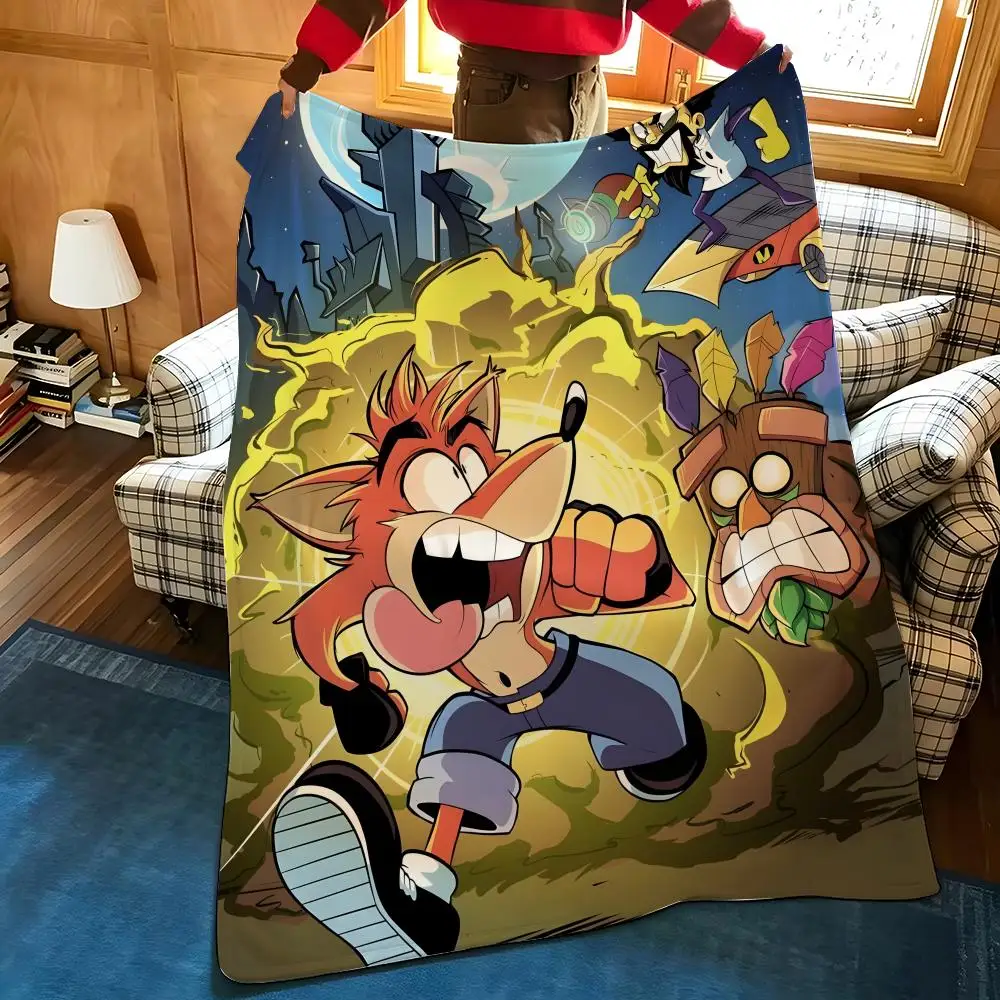Game C-Crash B-Bandicoot Throw Flannel Cozy Print Blanket, Portable, Durable  Machine Washable cute Cool
