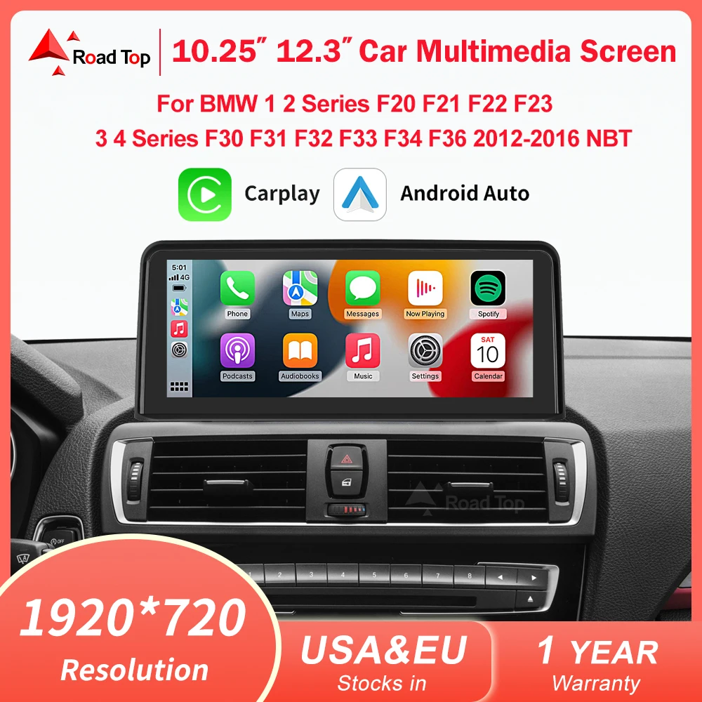 Wireless CarPlay Android Auto Car Multimedia For BMW 1/2/3/4 Series F20/F21/F30/F31/F32/F33/F34/F36 Screen Display monitor