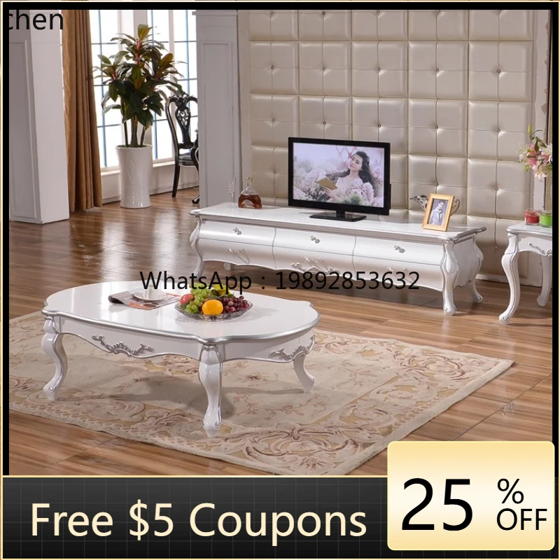 خزانة تلفزيون وطاولة قهوة، شقة صغيرة بسيطة، خزانة بيضاء من الخشب الصلب #1