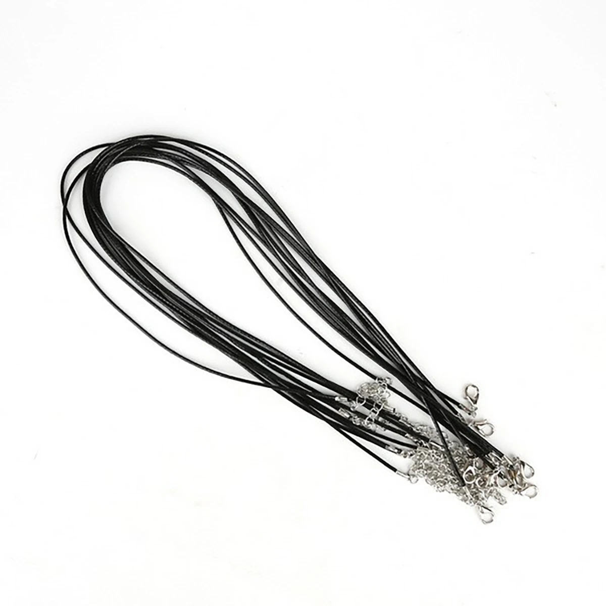 50Pcs Gewelry Accessories DIY Necklace Rope, Lobster Buckle Leather Rope, Korean Wax Thread Necklace Rope, Black Leather Rope