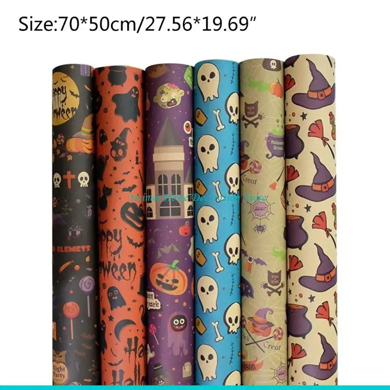 H7BF 5pcs Halloween Wrapp Paper Halloween Print Print Presid