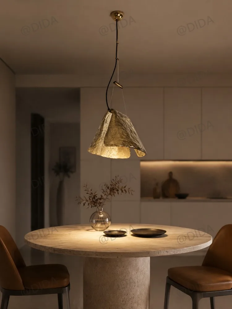 REVEN Vintage Murano Style Smoked Amber Glass Handcrafted Pendant Lamp, Hanging Light for Living Room Hotel Loft Interior