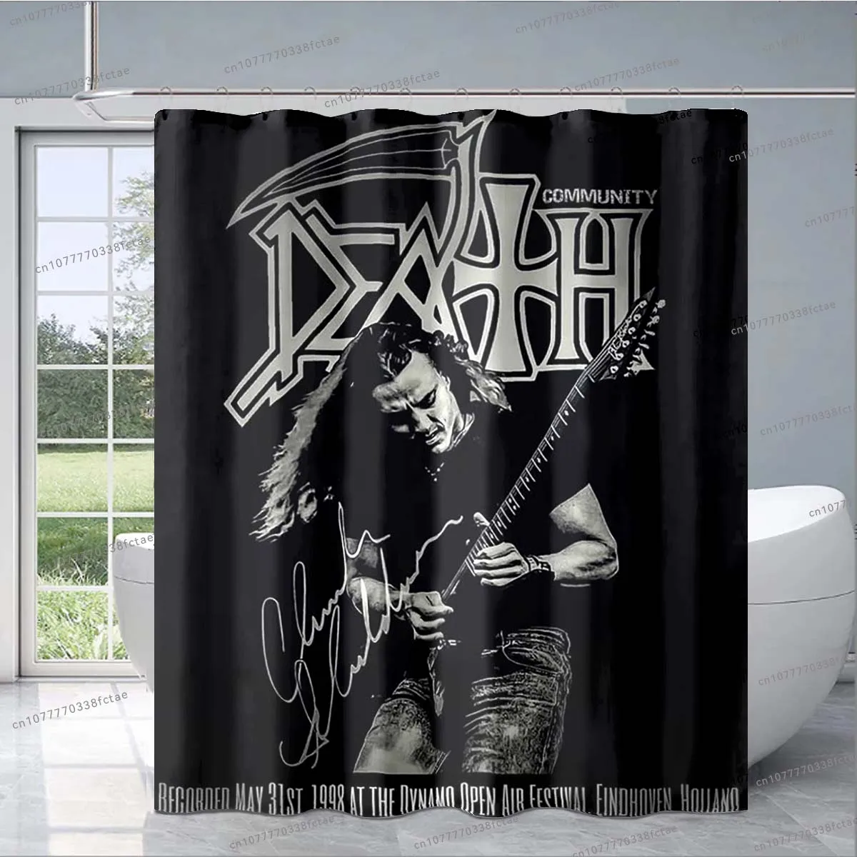 DEATH Band Shower Curtain Rock Roll Music Red Horror Skull Shower Curtain Adult Bathroom Personalized Decorative Shower Curtain