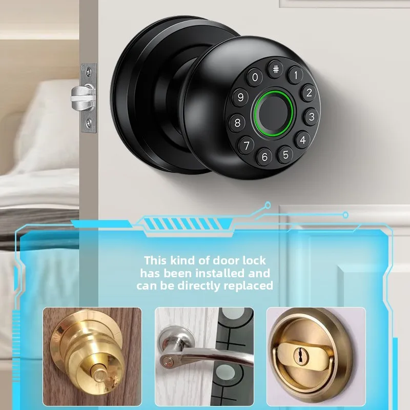 Smart Spherical Lock Indoor Wooden Door Office Apartment Combination Lock US Standard Graffiti APP
