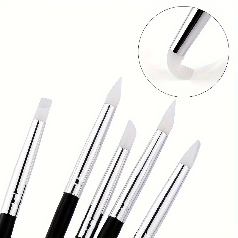 5 pezzi di gel di silicone pennello per unghie intaglio rilievo scultura in ceramica cava gel UV pennello per manicure punteggiatura smalto acrilico forniture per unghie