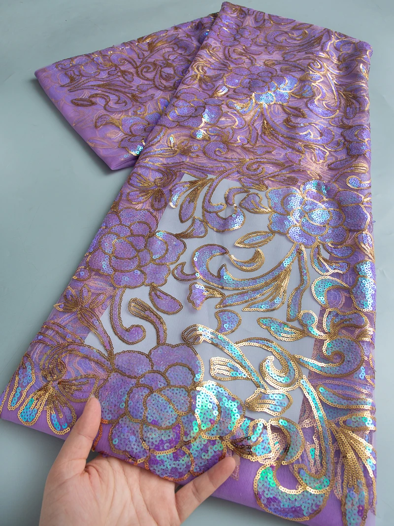 

French Sequins Milk Silk Lace Fabric 2025 High Quality African Milk Silk Lace Fabric Nigerian Sequins Milk Silk Lace For Dresses