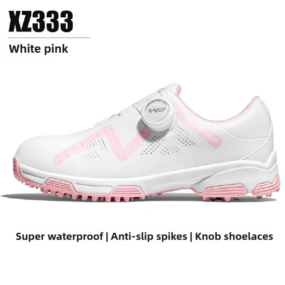 

PGM Children's Golf Shoes, Teenage Shoes, Knob Shoelaces, Waterproof Sneakers Anti Slip Shoe Studs High Elasticity EVA Midsole