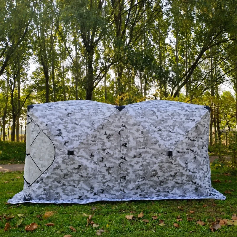 Wholesale Winter Outdoor Ice Fishing Tent Thickened Warm One Piece Anti Flame Retardant Chimney Padded Ice Fishing House