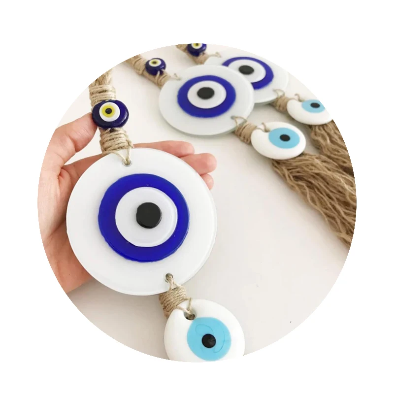 Big Lucky Eyes Glass Blue Turkish Evil Eye Pendant Bead Wall Hanging Handmade Decoration for Home Living Room Car Gift