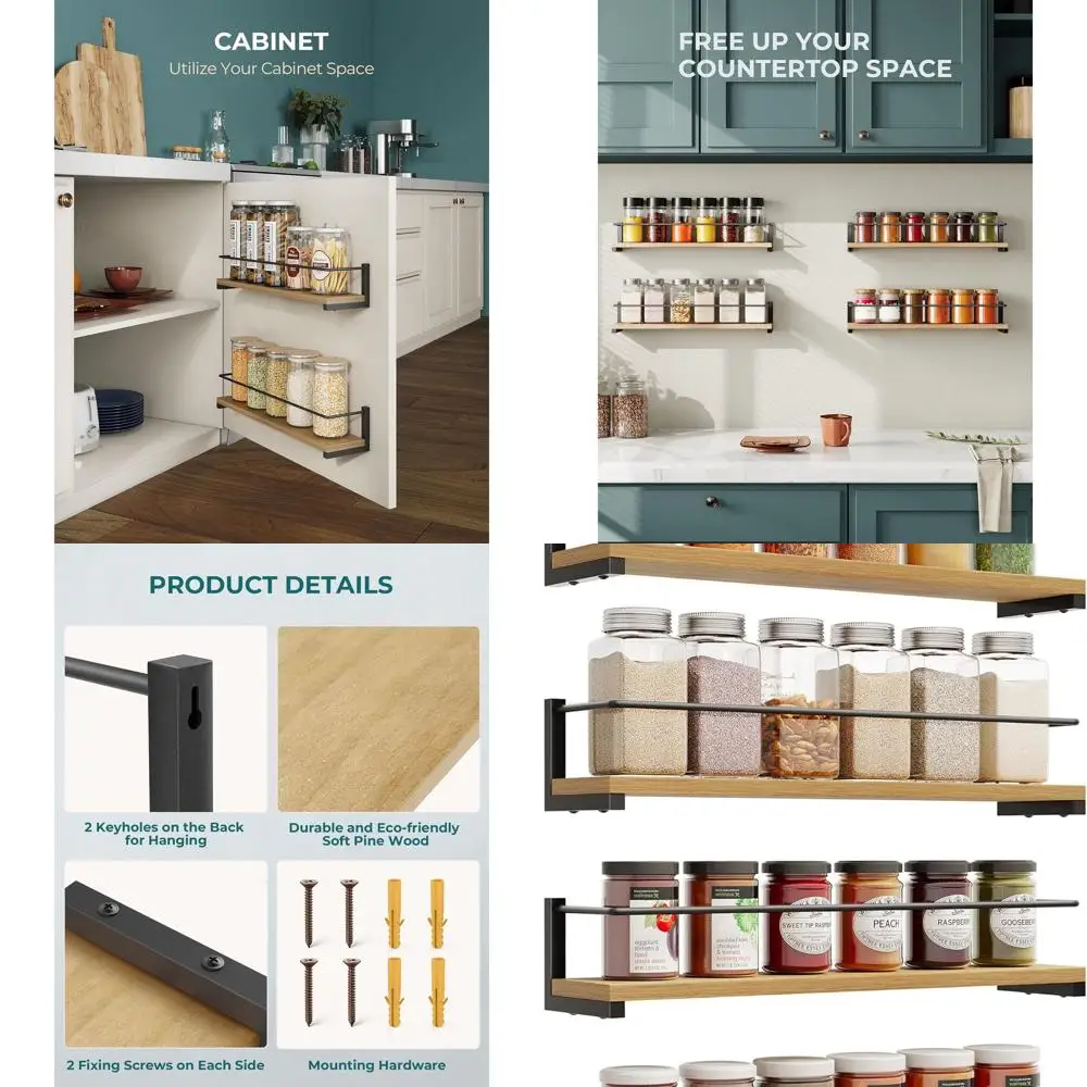 

Настенная полка для специй в деревенском стиле для кухни, решение для хранения из 4 предметов над плитой