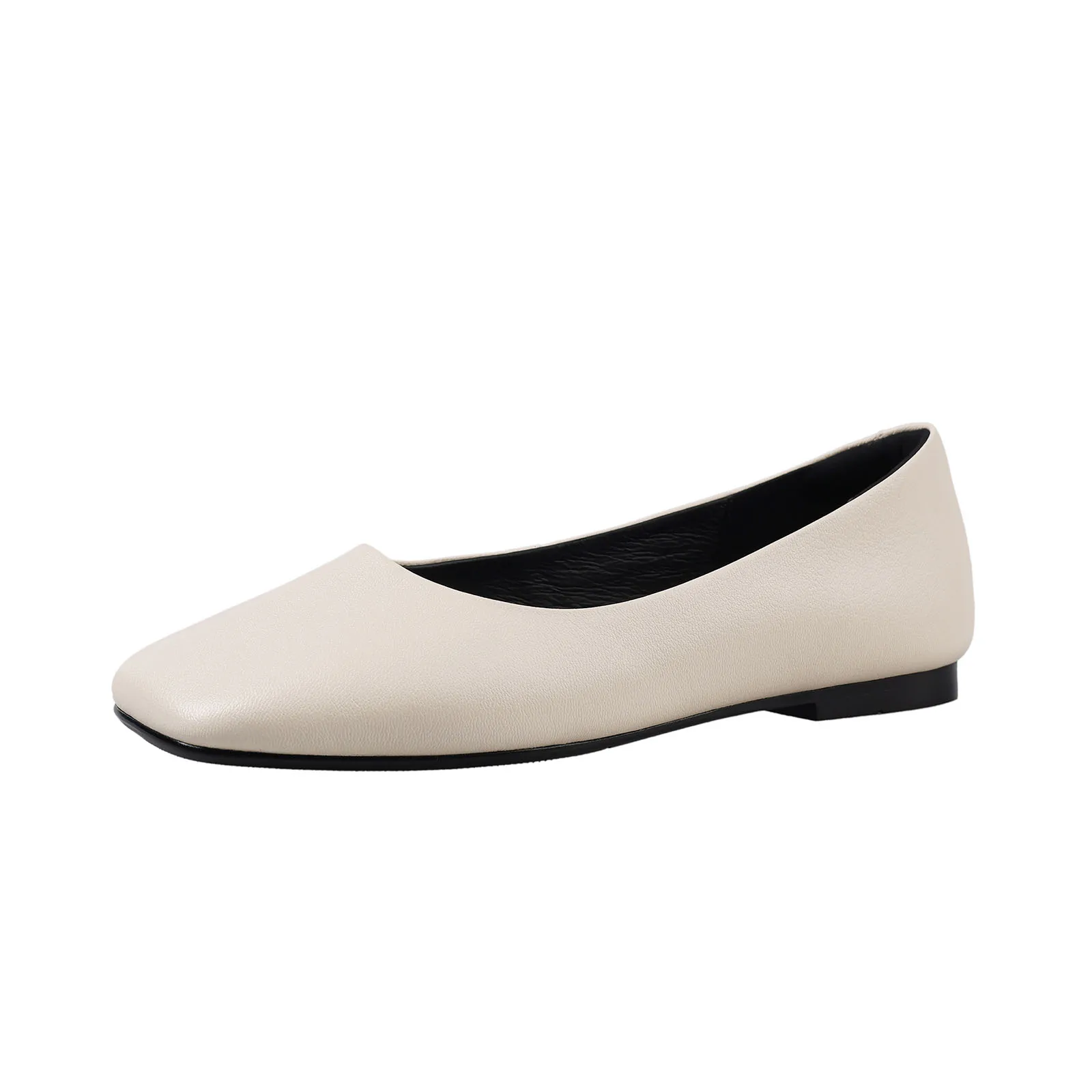 

Arden Furtado 2025 Spring sheepskin Shallow shoes Flat Shoes square toe Pull-on Women's shoes Commuter shoes Single shoe