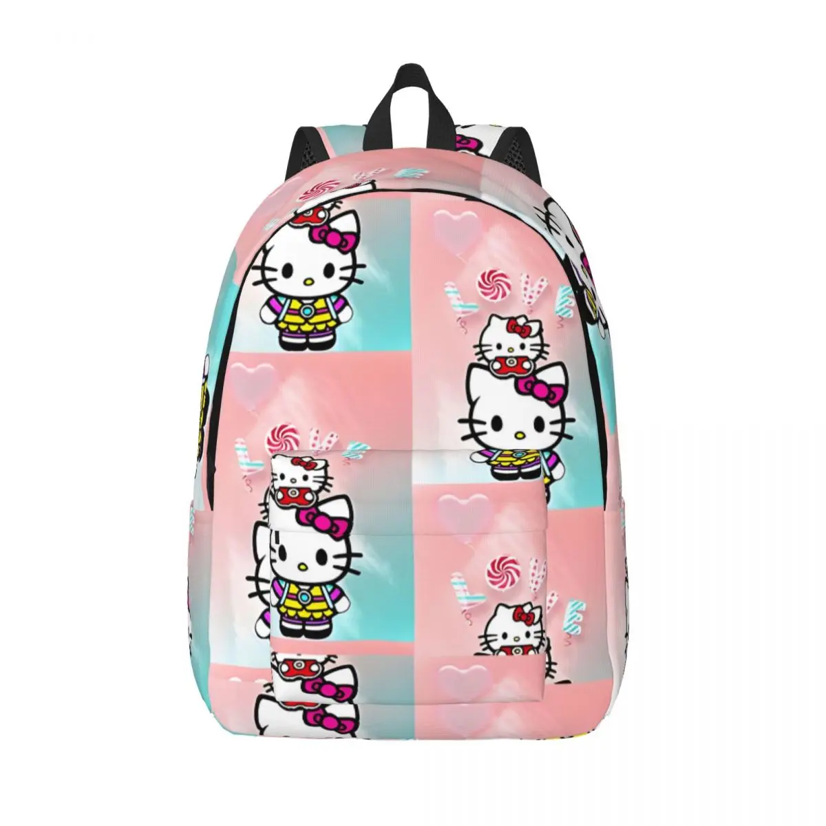 Handbag Vibrant Color Hello Kitty Pink Blue Pattern Multi Compartment Sanrio Girl Kid Birthday Fashion Kindergarten Bag Hiking