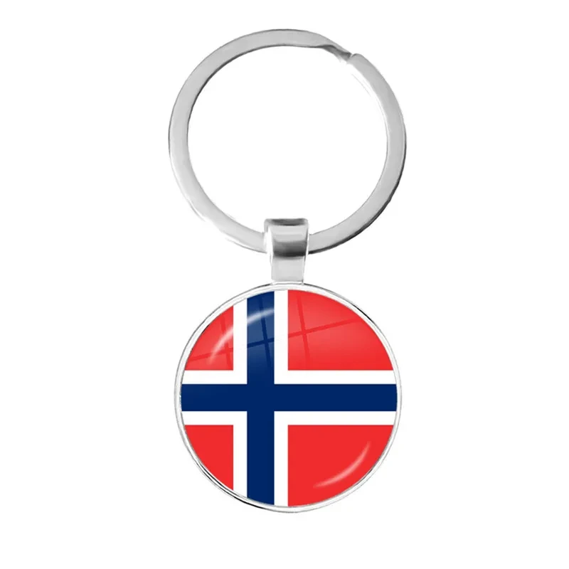 Malaysia, Laos, Denmark, Norway, Sweden, Slovakia Flag Keychain 25mm Glass Raised Round Keychain Gifts To Friends