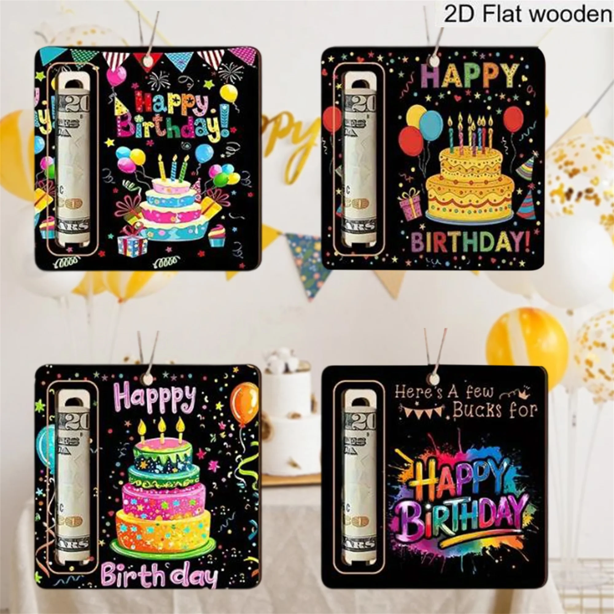 حامل نقود خشبي ريفي بتصميم كعكة عيد الميلاد ثلاثية الأبعاد - مثالي لديكور الحفلات وأفكار تقديم الهدايا العائلية