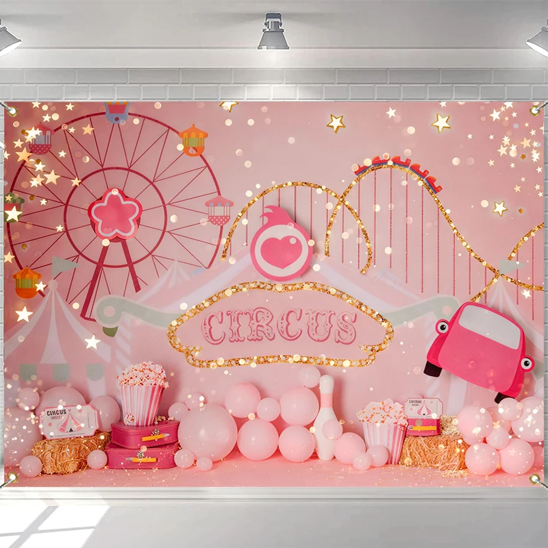 

LS Circus Funfair Backdrops Kids Baby Photography Child Balloons Tent Photocall Decors Birthday Cake Smash Photo Backgrounds