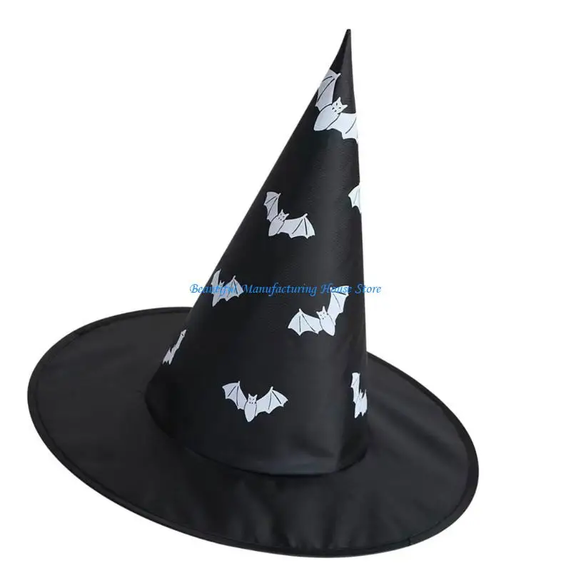 E56A Gothic Witch Hat Polyester Fabric Construction For Cosplay And Holiday Celebrations