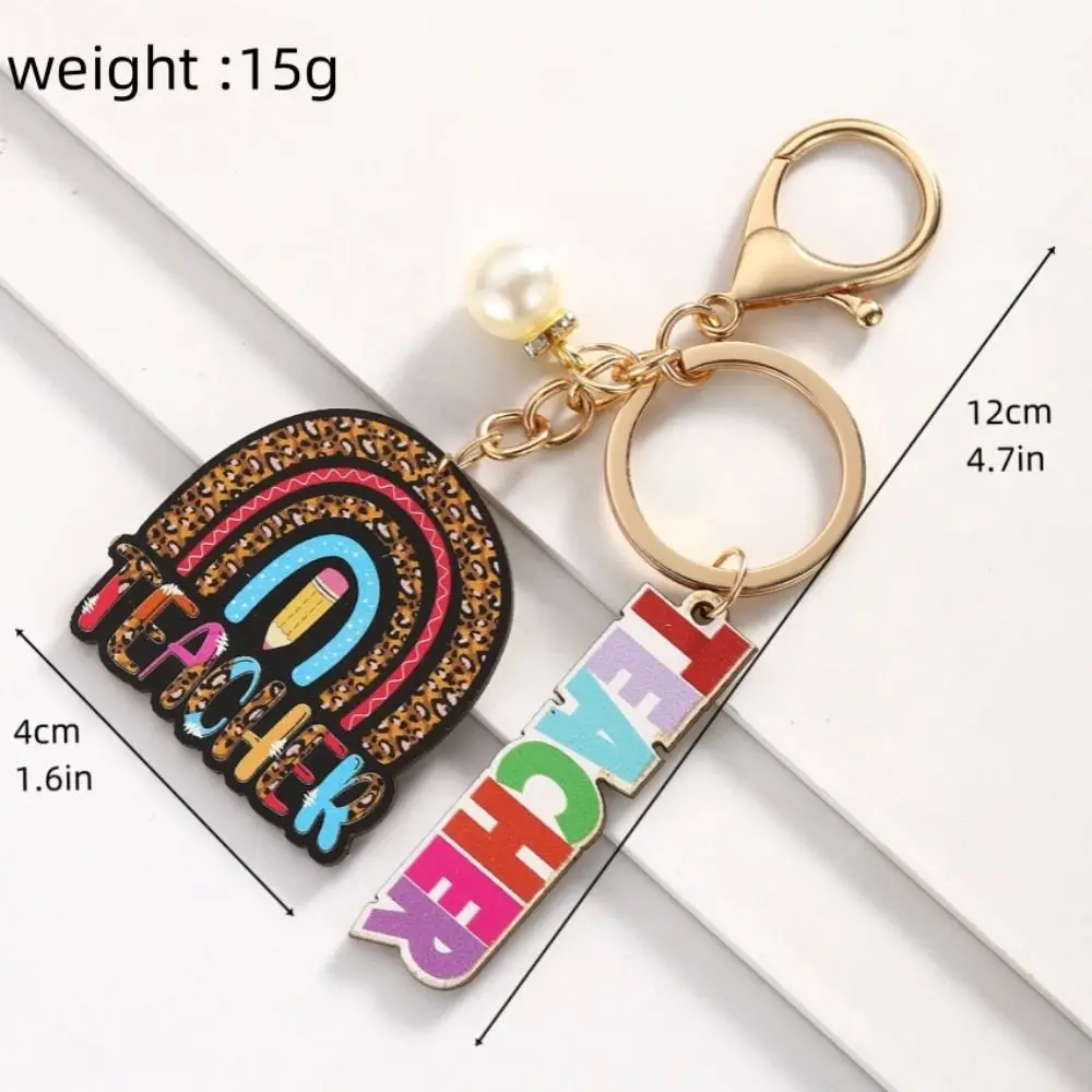 خشبية المعلم يوم المفاتيح الإنجليزية رسالة سحر النص المفاتيح قلادة قوس قزح الملونة حامل قلم حلقة رئيسية هدية عيد المعلم