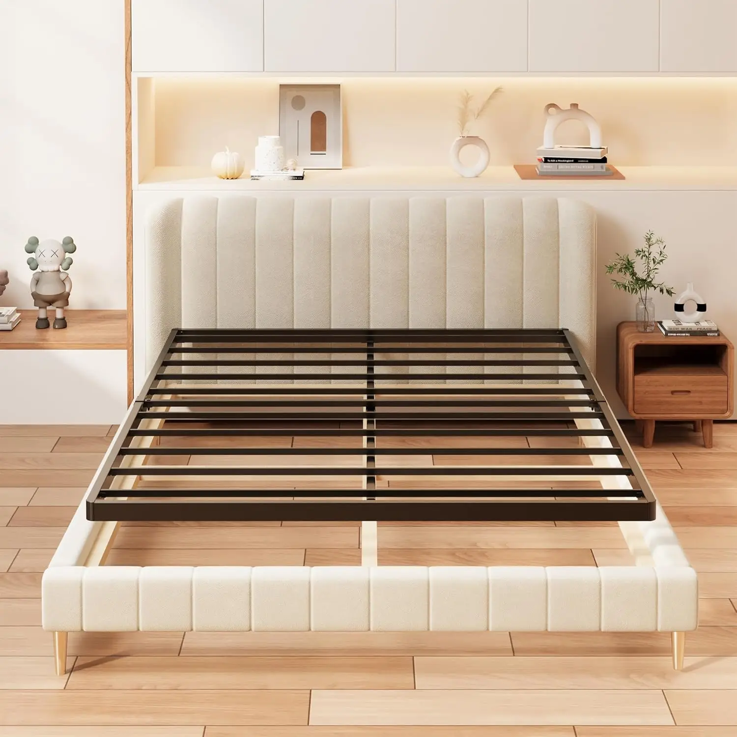 

Металлическое основание для кровати King Size, 1,6 дюйма, низкопрофильное, усиленное, прочная подставка для матраса, простая сборка, бесшумное.