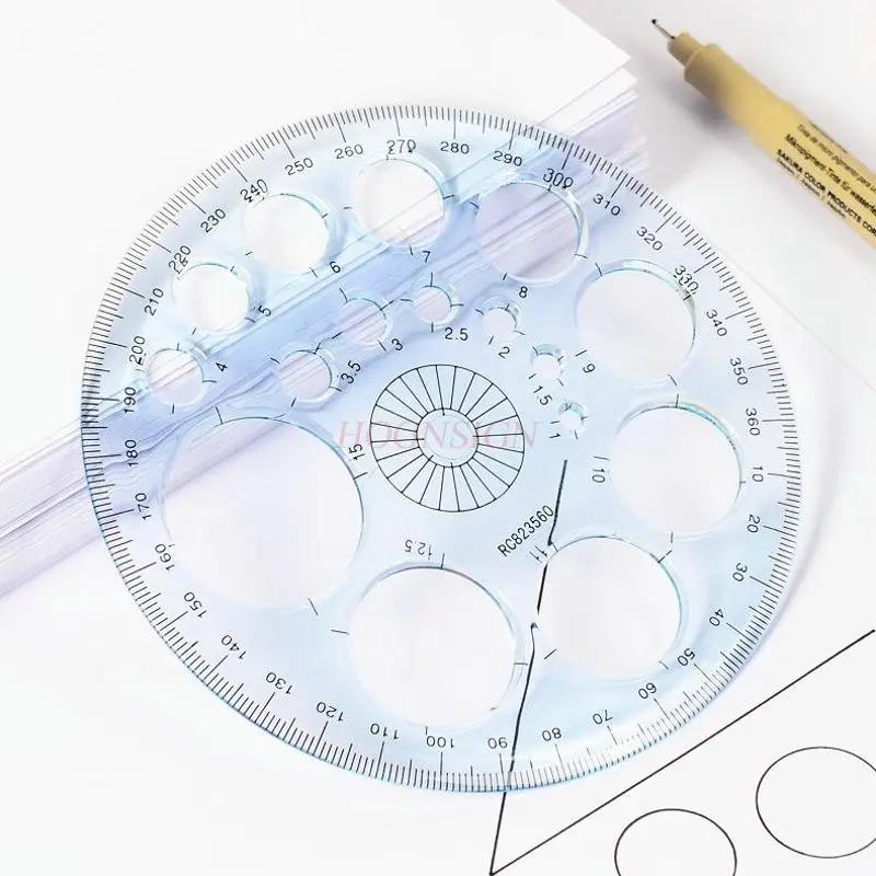 1pcs Full circle instrument drawing circle template 360 degree protractor circular ruler design drawing multi-purpose model