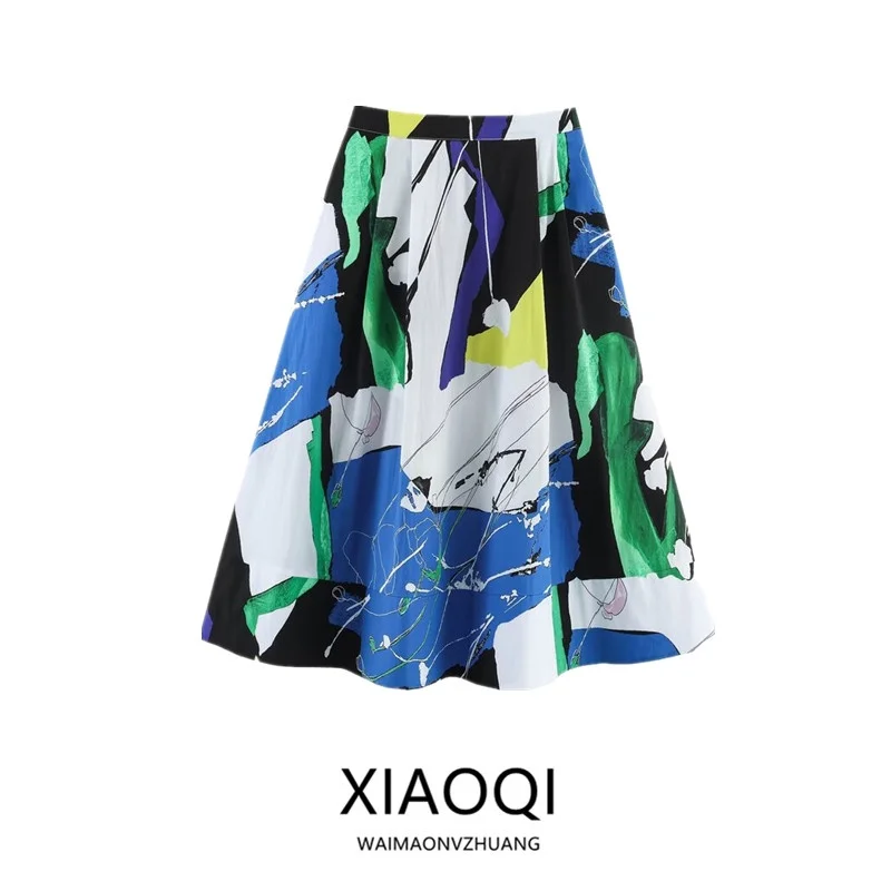 

Весна 2026: Женская юбка А-силуэта с высокой талией, длинная, с принтом, плиссированная, элегантная, расклешенная, с изящным подолом