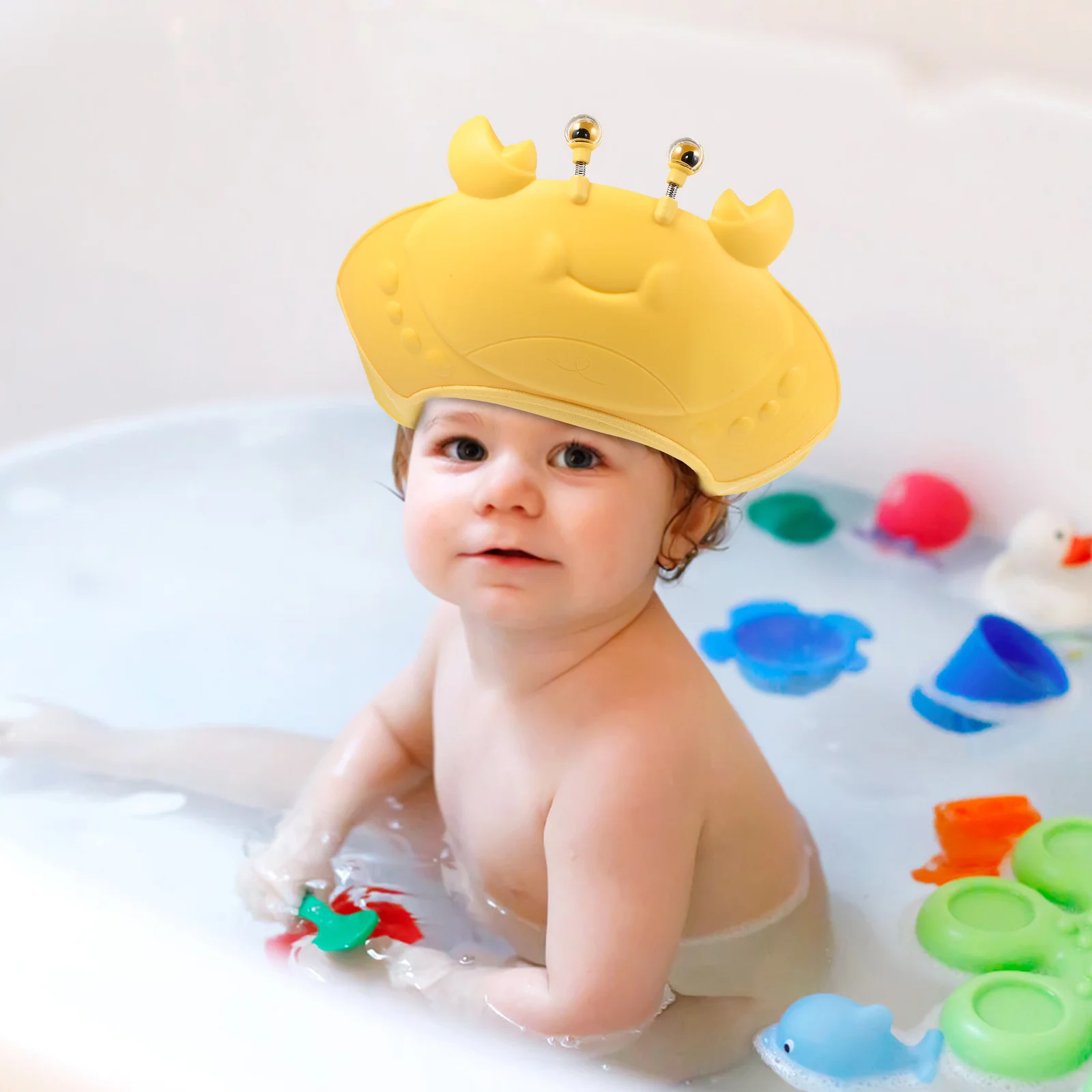 قبعة استحمام للأطفال قابلة للتعديل، قبعة حمام للأطفال الصغار، درع غسيل الشعر، واقي غسيل الشعر يمنع الماء