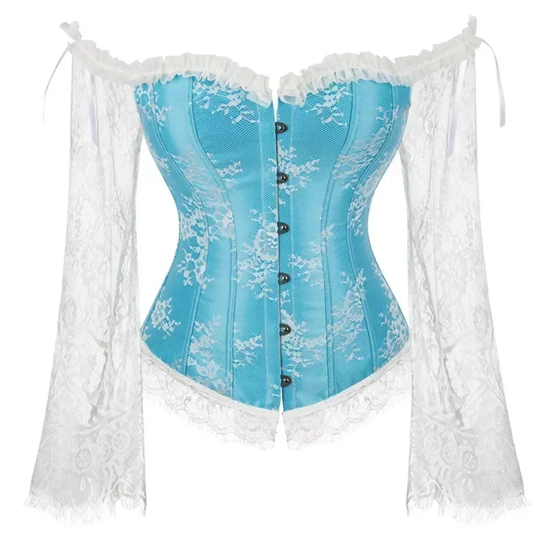 Corset Tops for Women with Sleeves Victorian Retro Burlesque Lace Corset and Bustiers Vest Goth Renaissance Sexy Costumes