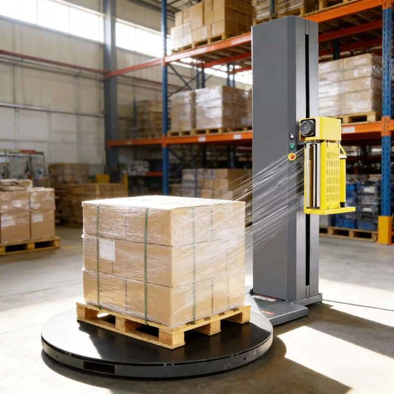 Automatic Turntable Stretch Film Wrapping Machine Pallet Wrapper Pre-Stretch High Speed Heavy Duty for Carton Packing