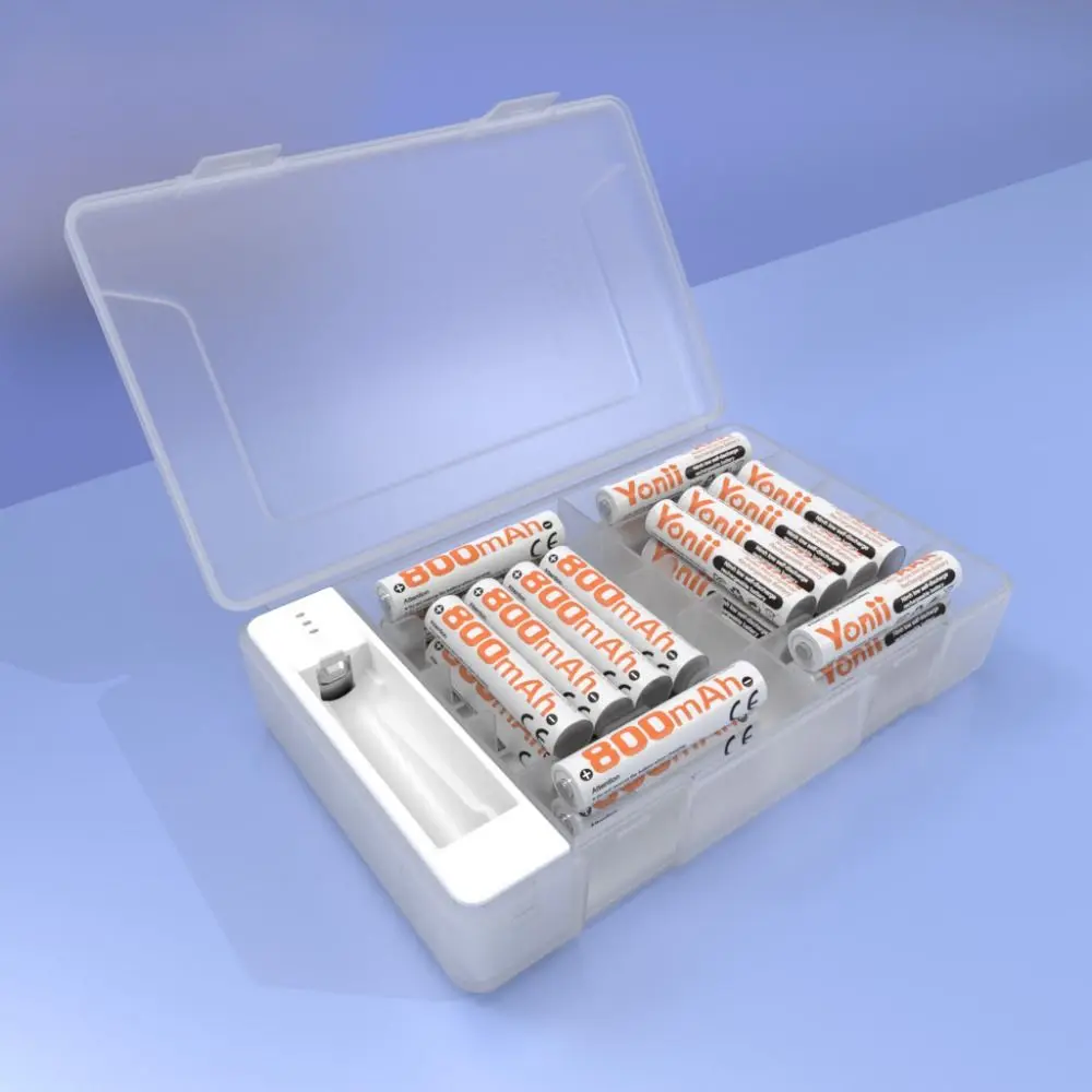 

With Battery Tester Battery Storage Box LED Display ABS Battery Organizer Box Battery Container Cover