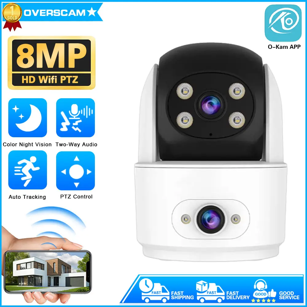 

8MP HD WiFi PTZ IP Baby Monitor 4MP Auto Tracking Color Night Vision 2 Way Video Calling Smart Home Wireless Security Camera