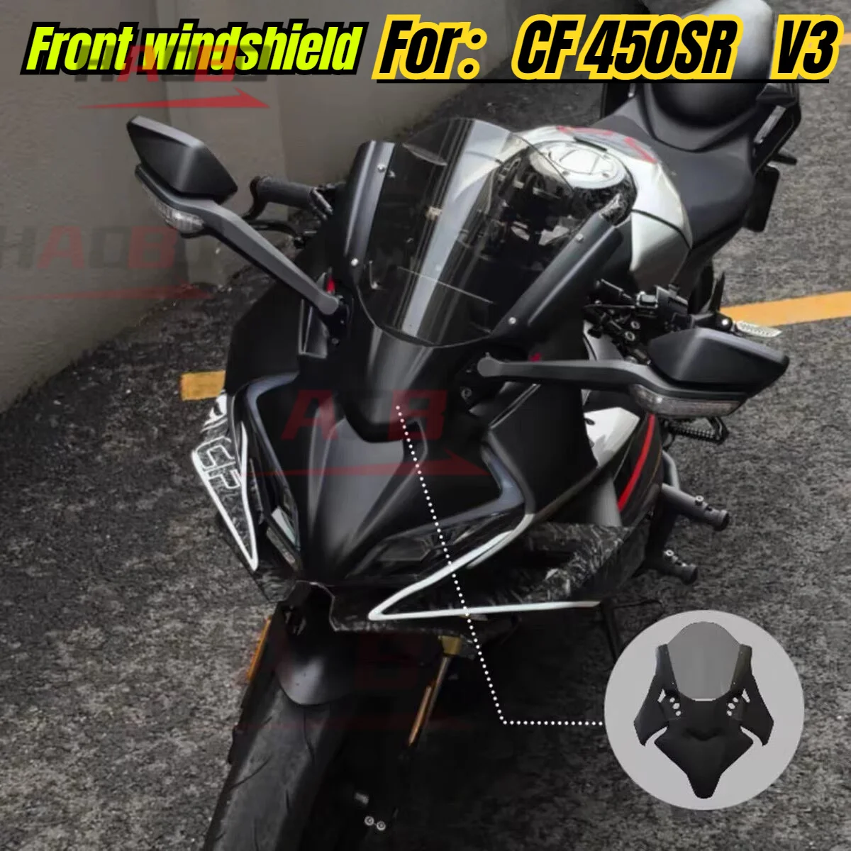 

450SR V3 Motorcycle Windscreen Modified Front Windshield Racing Heightened Wind Deflector Fairing for CFMOTO 450SR V3 2022-2026