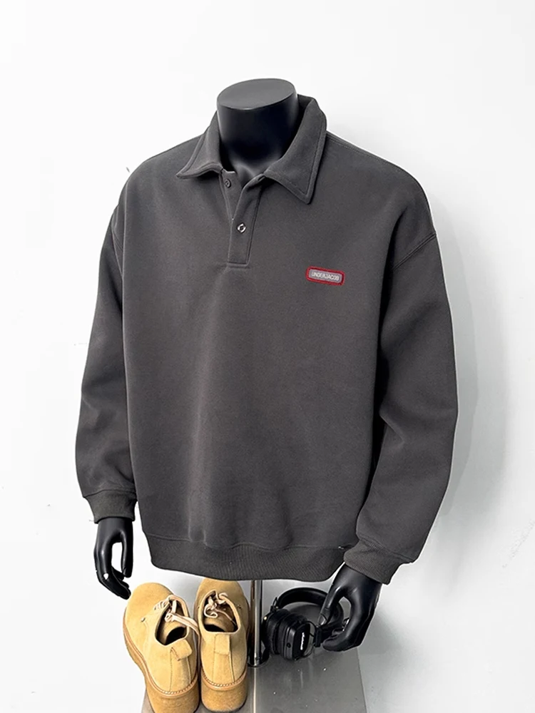 

Мужская толстовка Deep Ey Heavyweight, повседневная, с длинным рукавом, отложным воротником, весенняя, модная, универсальная, базовая модель...