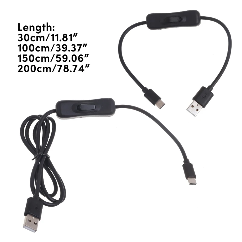 

For Raspberry Pi 3 4 Power Switch,USB Male To Type C Male Adapter USB C Extension Cable With On/Off Switch For Phone Laptop