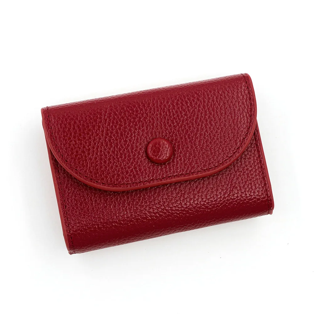 

Women's Genuine Leather Compact Wallet - Multi-Pocket Design with Card/Coin Slots & Key Holder, Fashionable Mini Purse
