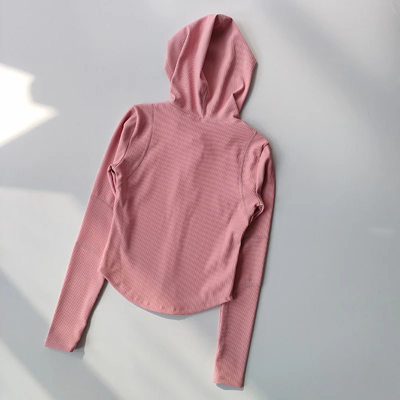 سترة يوجا نسائية بغطاء للرأس وأكمام طويلة معطف رياضي للجري في صالة الألعاب الرياضية والملابس الترفيهية والتمارين #2