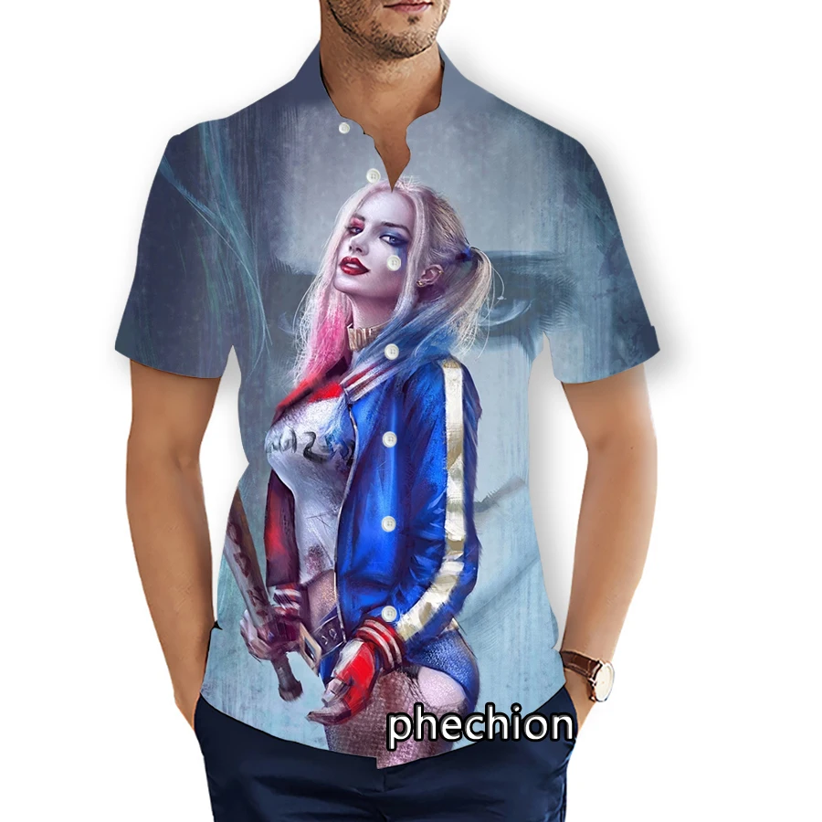 phechion Summer Mens Short Sleeve Beach Shirts Clown 3D Printed Casual Shirts Fashion Streetwear Men Tops X70