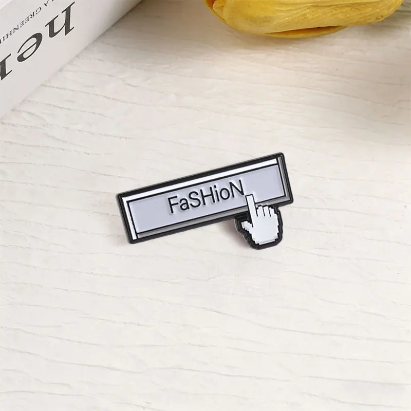 FaSHioN Search Box Click Button Enamel Pin Retro Internet Y2K Style Mouse Pointer & Gray White Text Frame Brooch Bag Lapel Badge